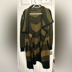 Dynamite Brown and Black Long Knit Shacket Sweater
